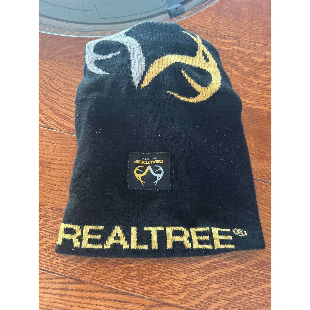 Realtree Fleece Beanie Hat‎ Black Camo Hunting Winter Cap